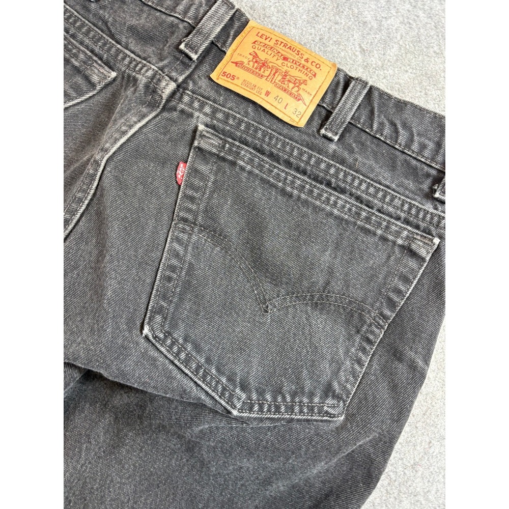Vintage 90s Levis 505 Jeans Mens 40x32 Black Regular Fit Straight Leg Red Tab